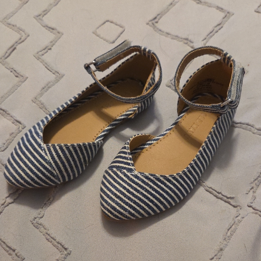 Striped Ankle Strap Flats